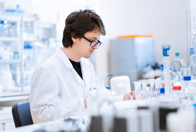 Scientist at work in modern lab